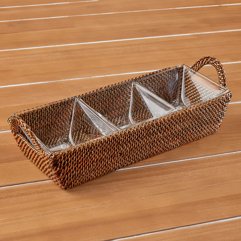 Calaisio Three Compartment Woven Serving Tray - Image 3
