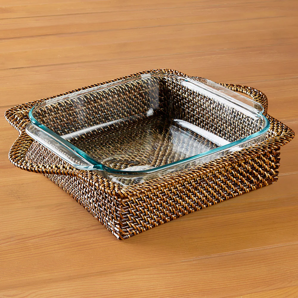 Calaisio Woven Casserole Holder with 2 qt. Baker, Square - Image 3