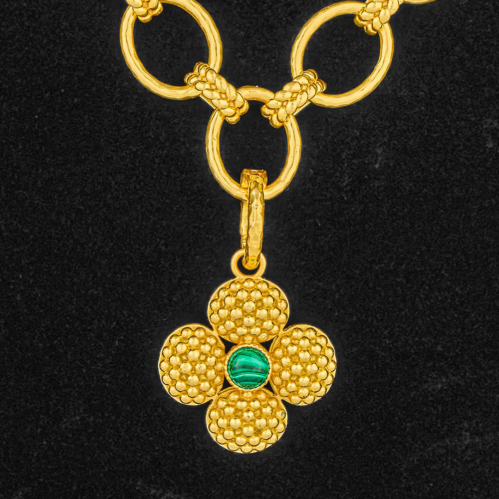Capucine De Wulf Berry Clover Double-Sided Gold and Malachite Pendant - Image 2