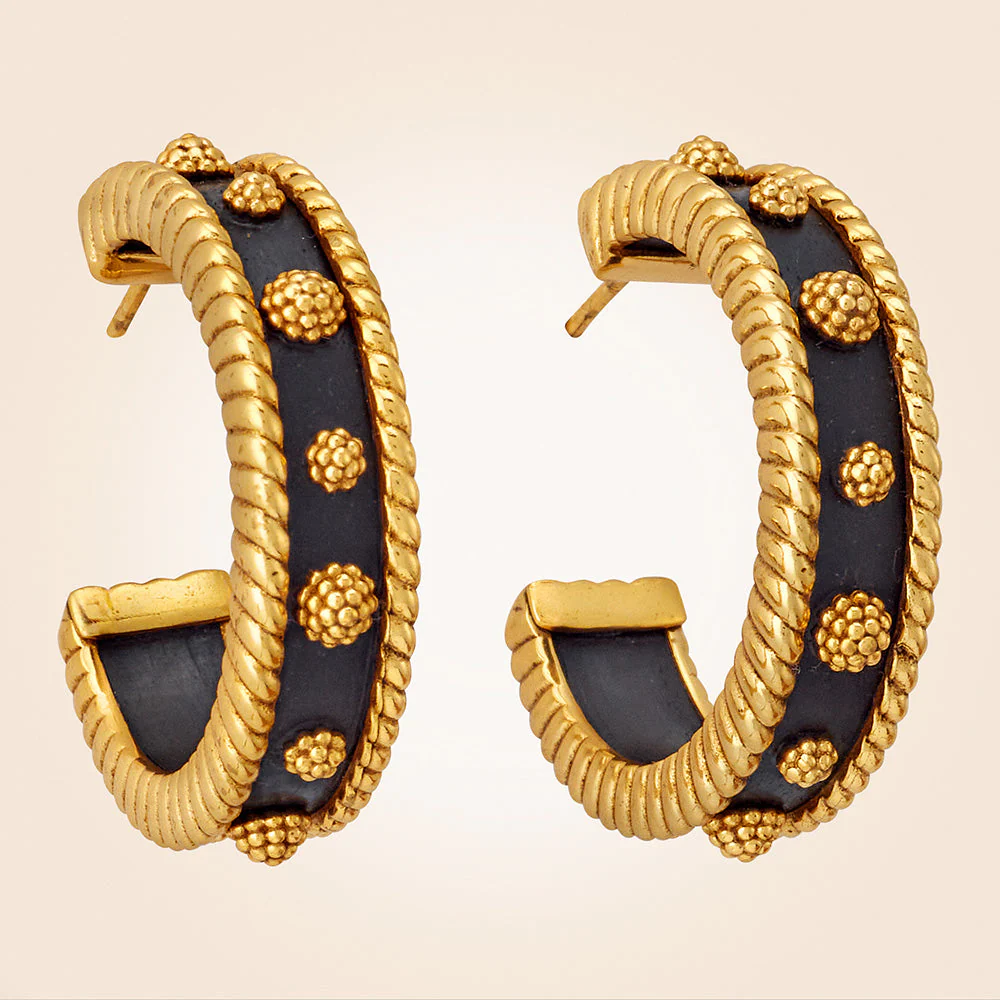 Capucine De Wulf Berry Gold and Ebony Hoop Earrings