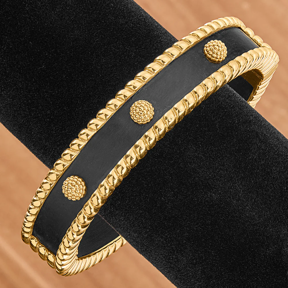 Capucine De Wulf Berry Gold and Wood Hinged Bangle Bracelet - Image 3