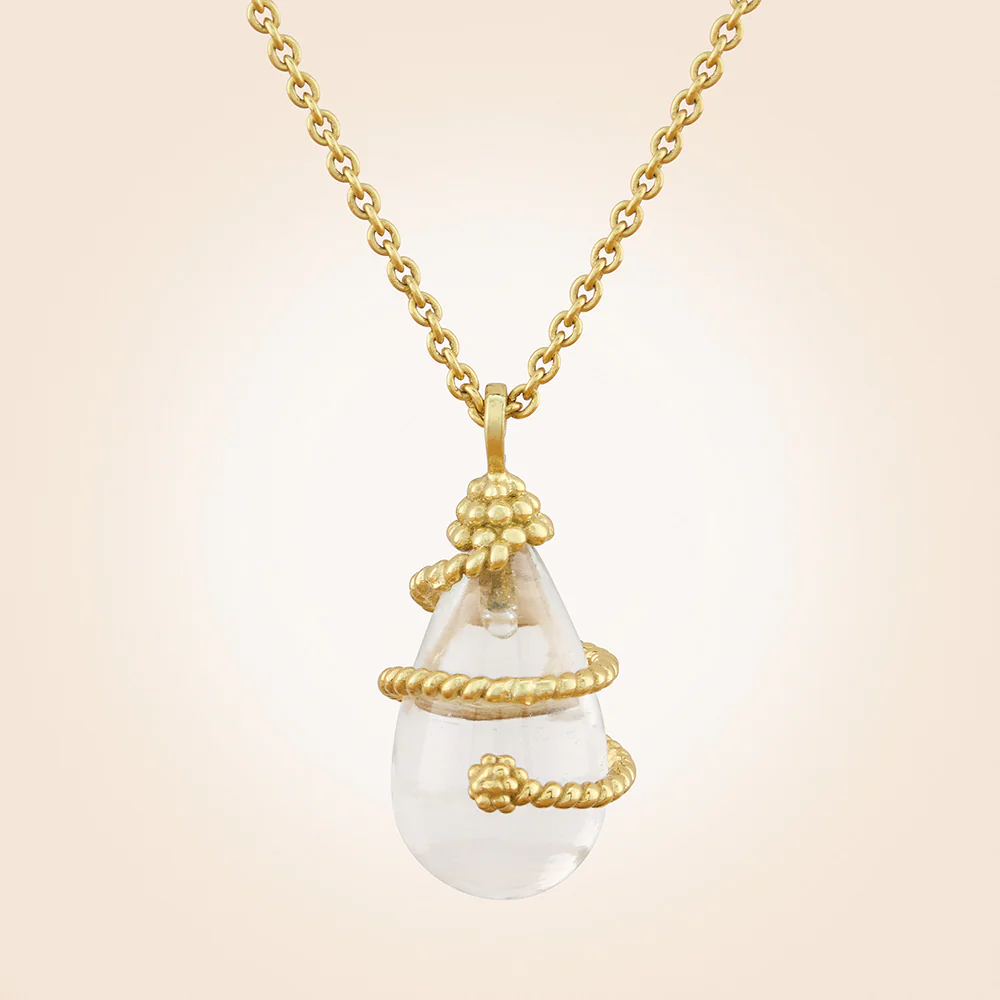Capucine De Wulf Lily Drop Gold Quartz Pendant Necklace