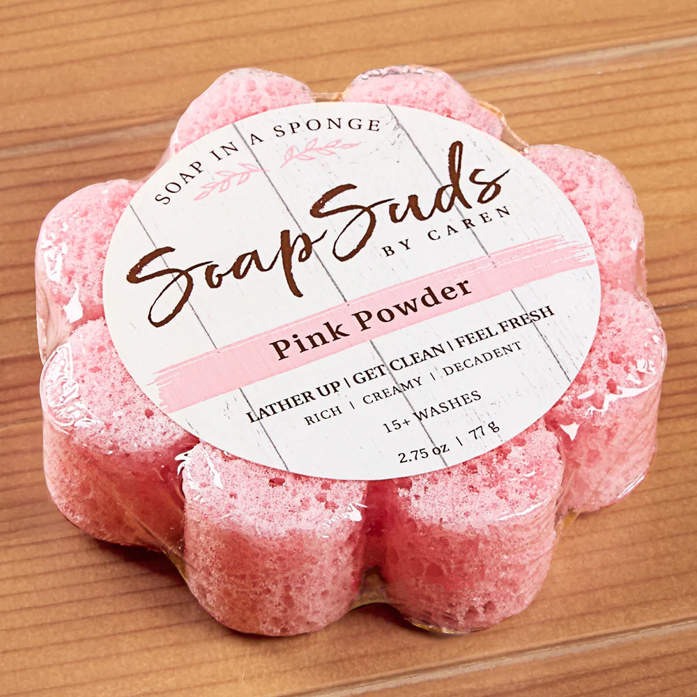 Caren Original Shower Soap Flower Sponge, Pink Powder - 2.75 oz