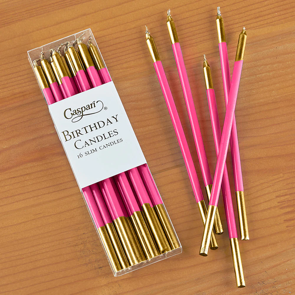 Caspari 6" Slim Metallic Birthday Candles, Set of 16 - Image 3