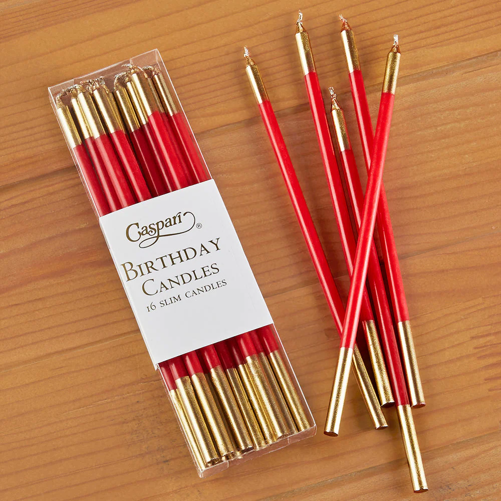 Caspari 6" Slim Metallic Birthday Candles, Set of 16 - Image 6