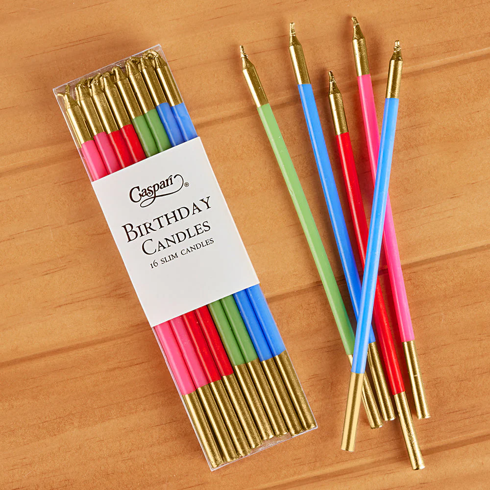 Caspari 6" Slim Metallic Birthday Candles, Set of 16 - Image 7