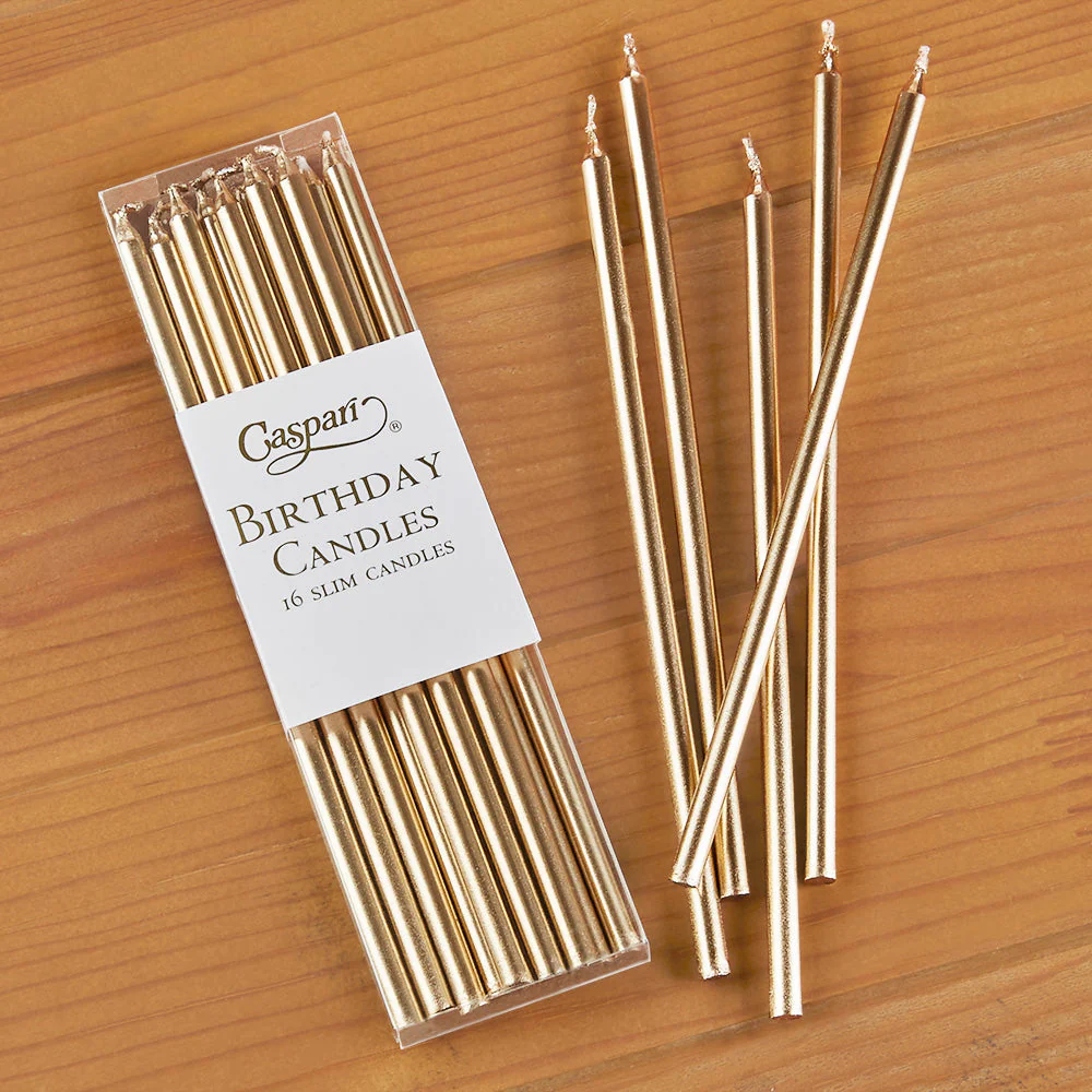 Caspari 6" Slim Metallic Birthday Candles, Set of 16 - Image 9