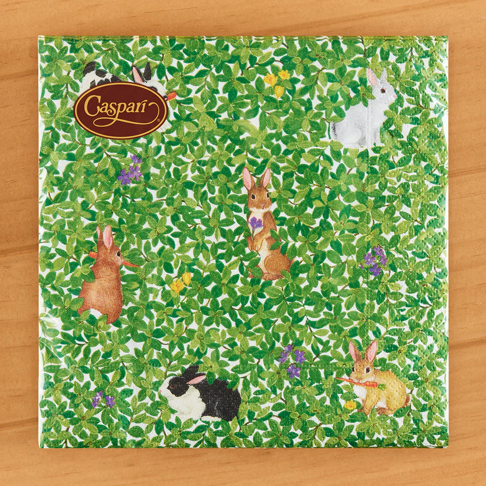 Caspari Easter Paper Napkins & Guest Towels, Bunnies and Boxwood - Image 2