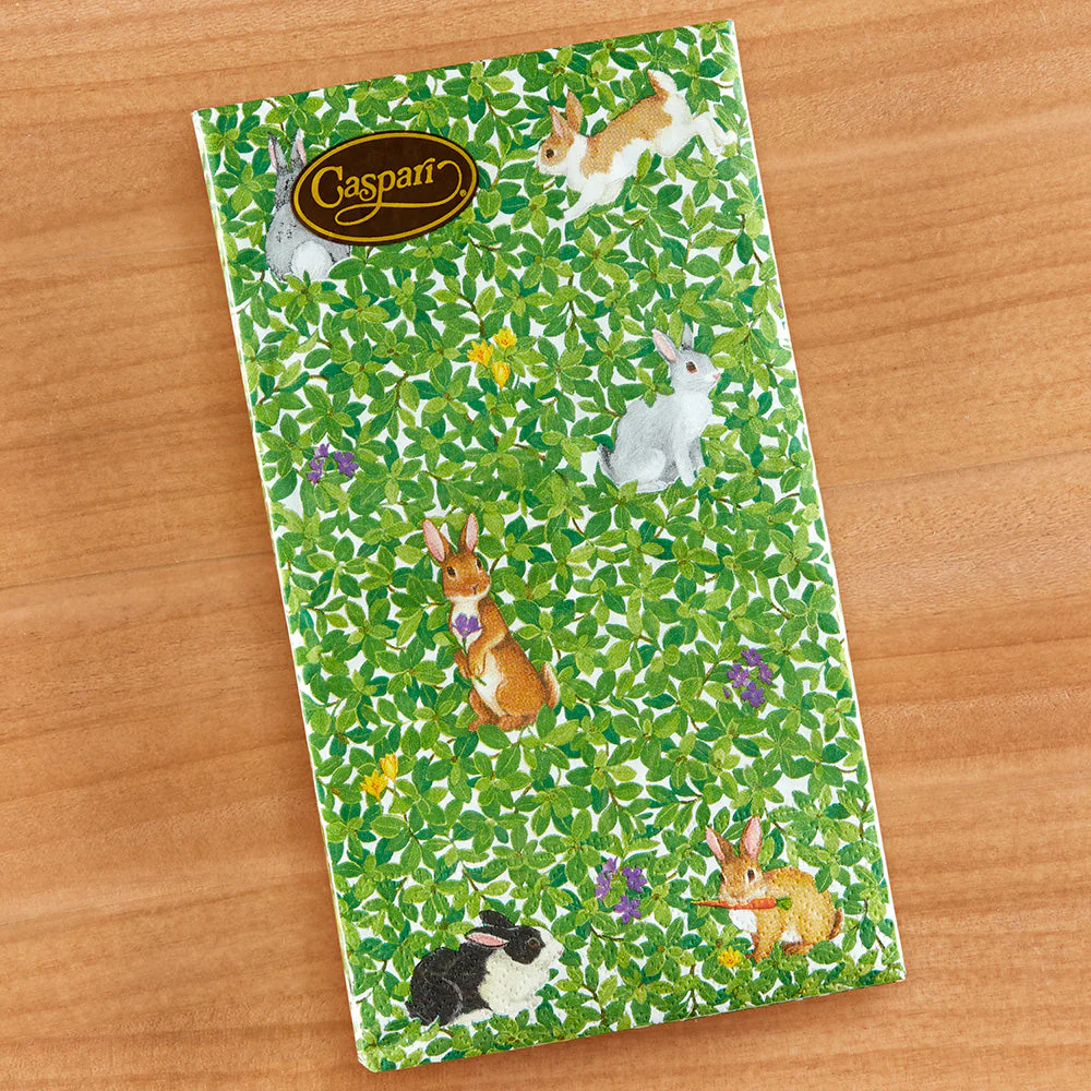 Caspari Easter Paper Napkins & Guest Towels, Bunnies and Boxwood - Image 3