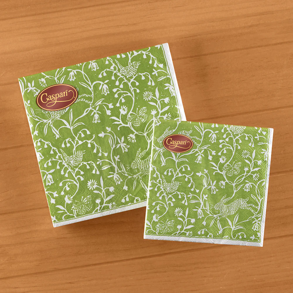 Caspari Easter Paper Napkins, Hedgerow in Moss Green