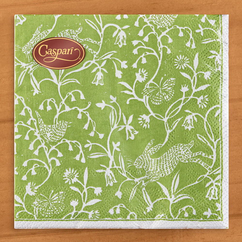 Caspari Easter Paper Napkins, Hedgerow in Moss Green - Image 2