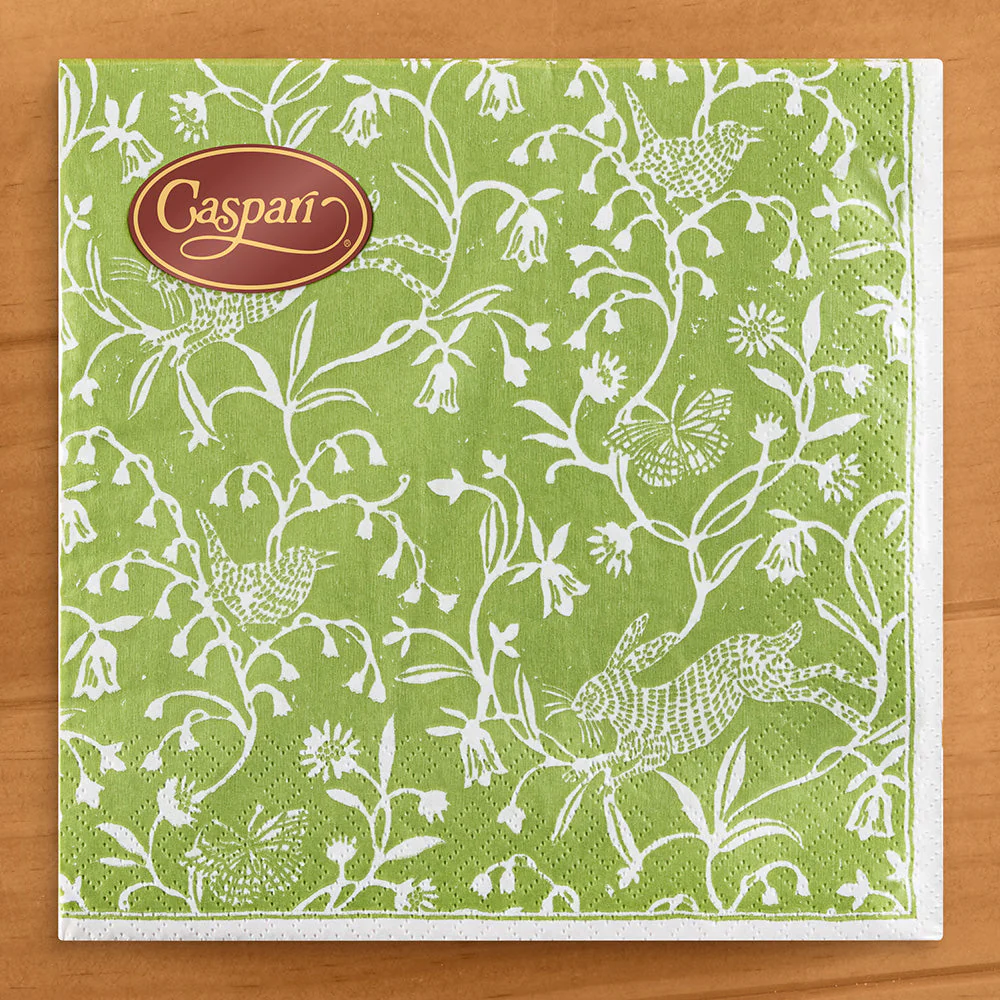 Caspari Easter Paper Napkins, Hedgerow in Moss Green - Image 3