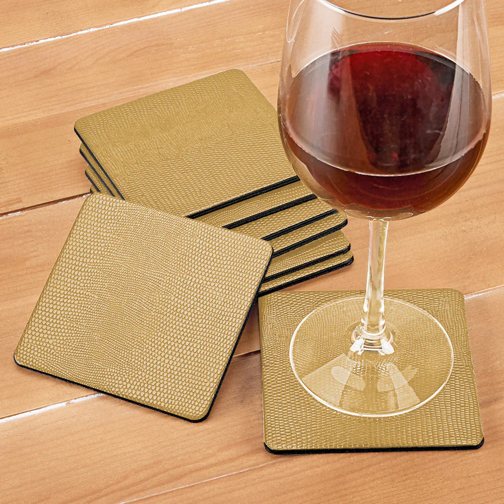Caspari Lizard Felt-Backed Coaster Set - Image 7