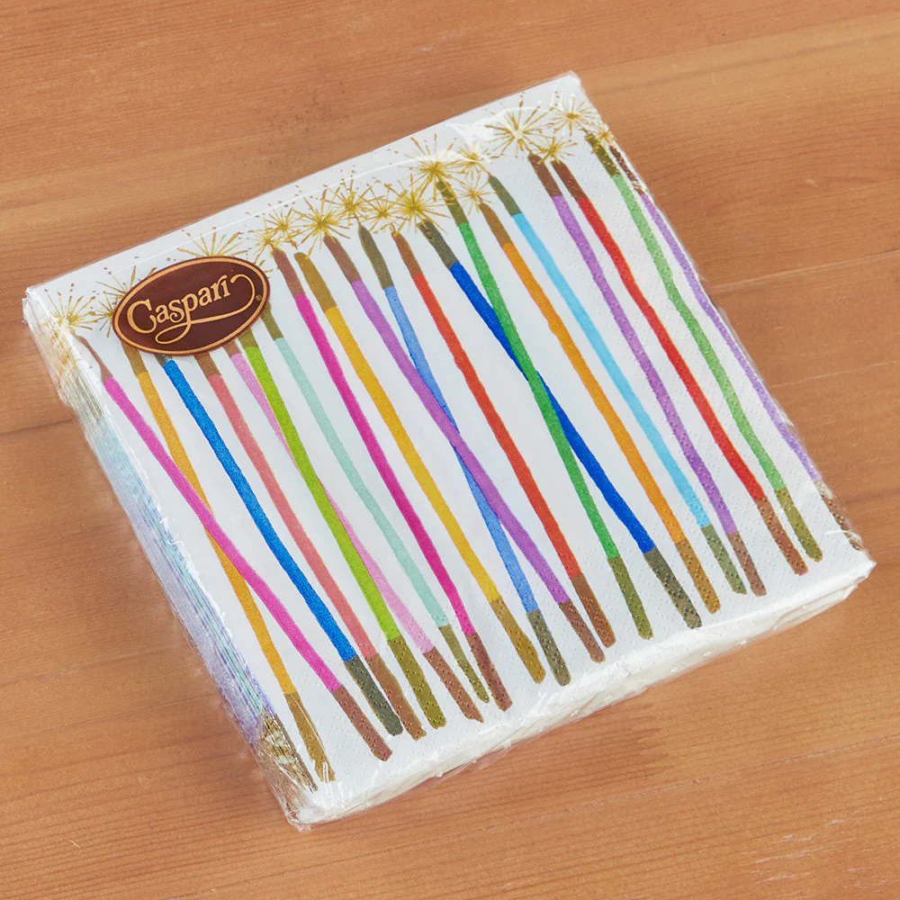 Caspari Paper Cocktail & Luncheon Napkins, Party Candles - Image 3