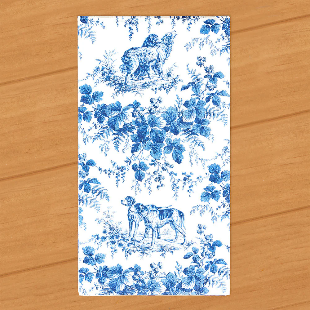 Caspari Paper Napkins, Blue Toile Hunting Dogs - Image 2
