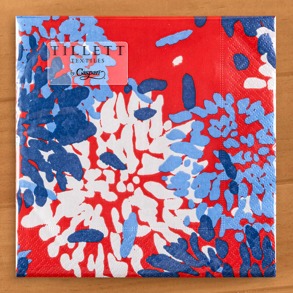 Caspari Paper Napkins, Chrysanthemum in Red, White & Blue - Image 3