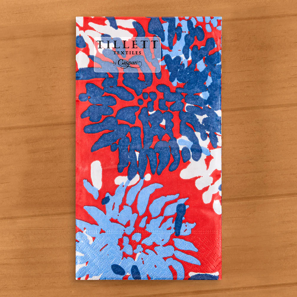 Caspari Paper Napkins, Chrysanthemum in Red, White & Blue - Image 4