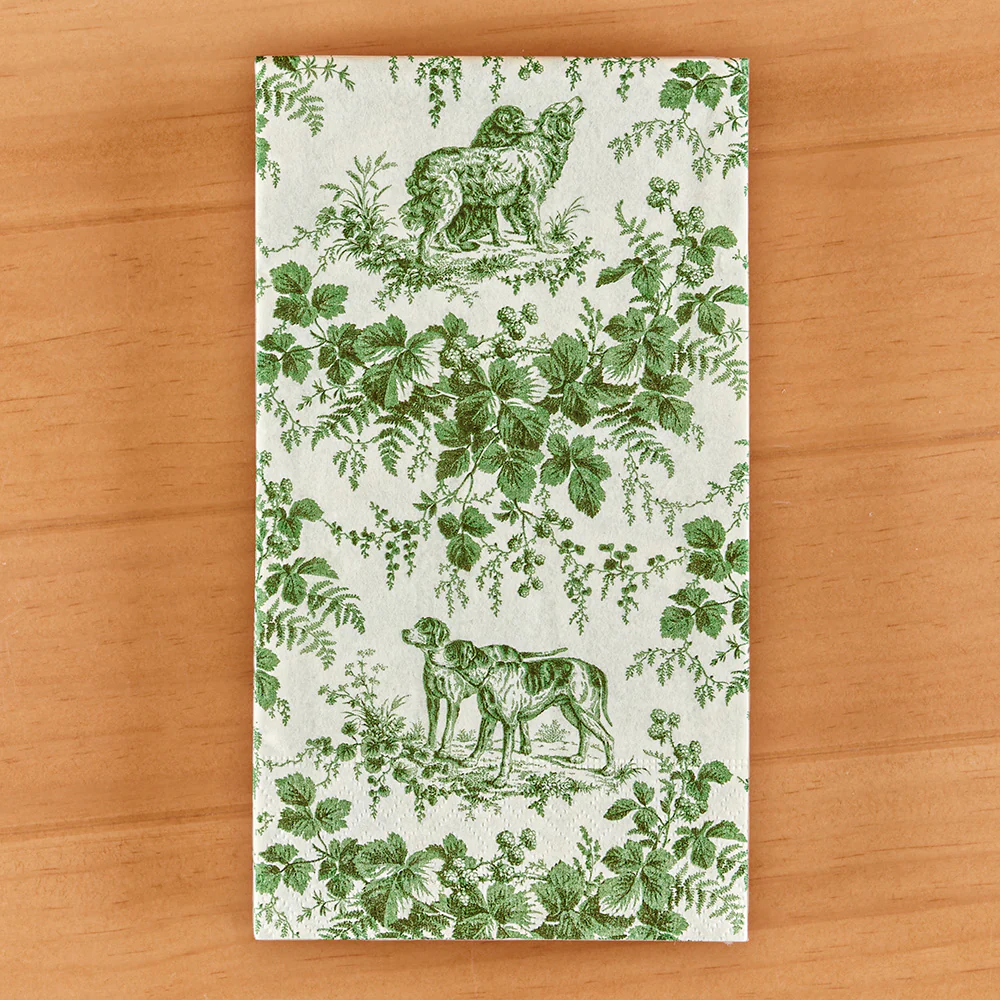 Caspari Paper Napkins, Green Toile Hunting Dogs - Image 2