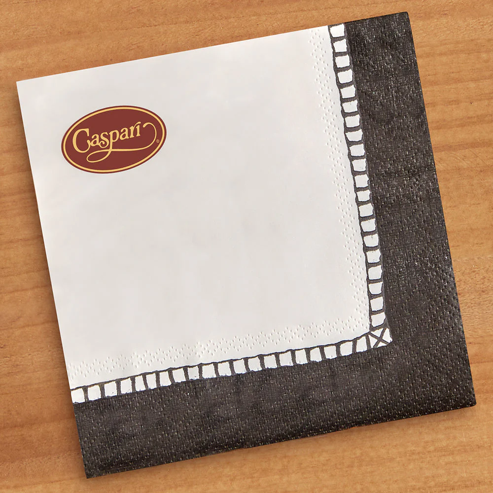 Caspari Paper Napkins & Guest Towels, Black Linen Border - Image 2