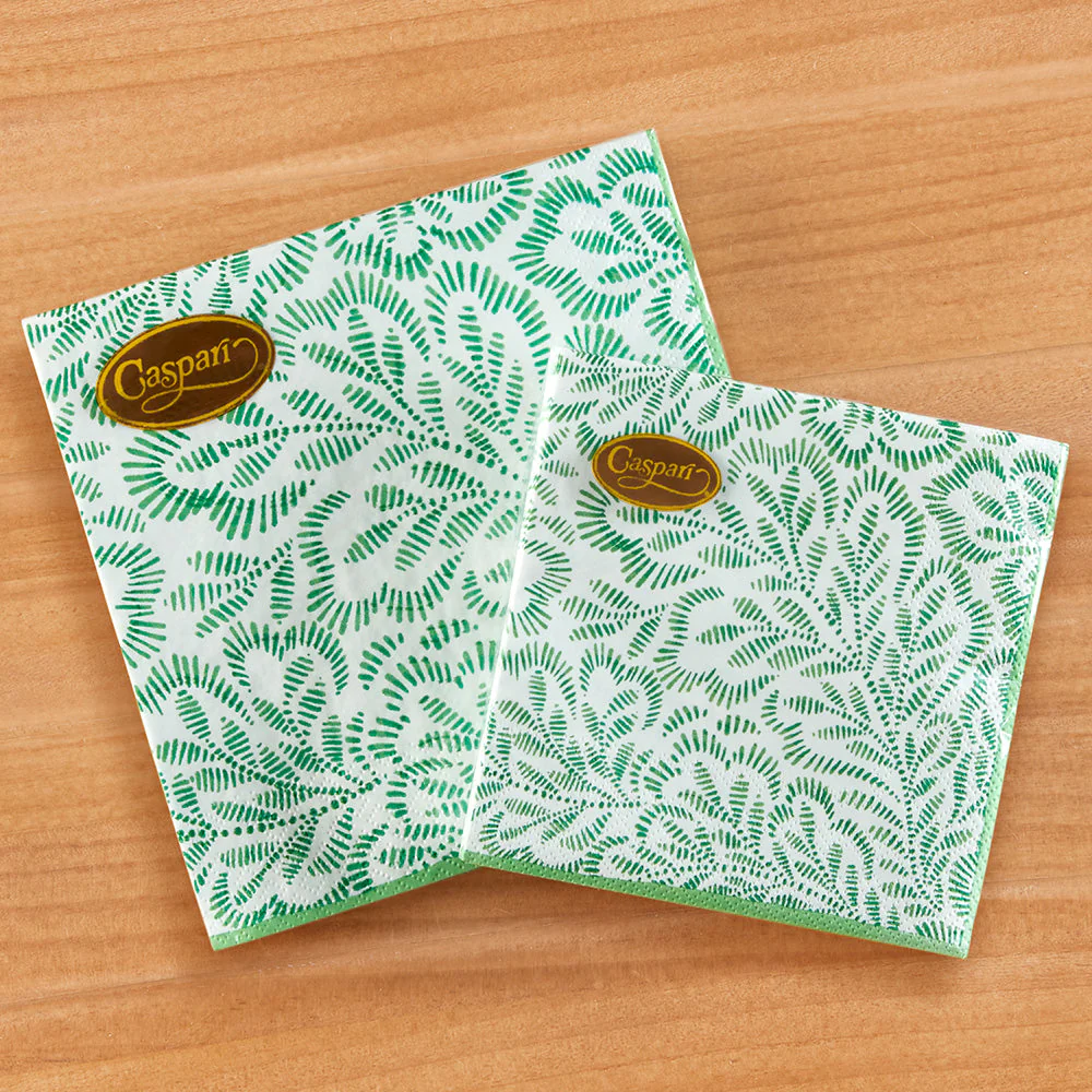 Caspari Paper Napkins & Guest Towels, Block Print Leaves - Image 4