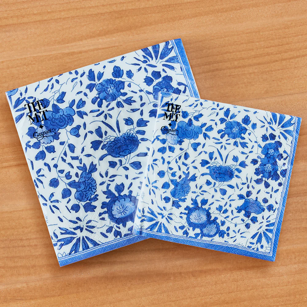 Caspari Paper Napkins & Guest Towels, Delft Blue - Image 4