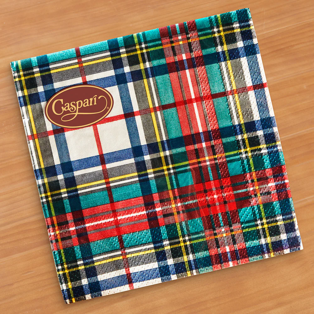 Caspari Paper Napkins & Guest Towels, Dress Stewart Tartan Plaid - Image 2