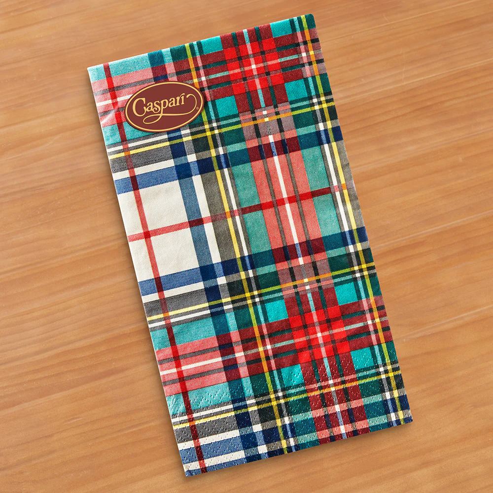 Caspari Paper Napkins & Guest Towels, Dress Stewart Tartan Plaid - Image 3
