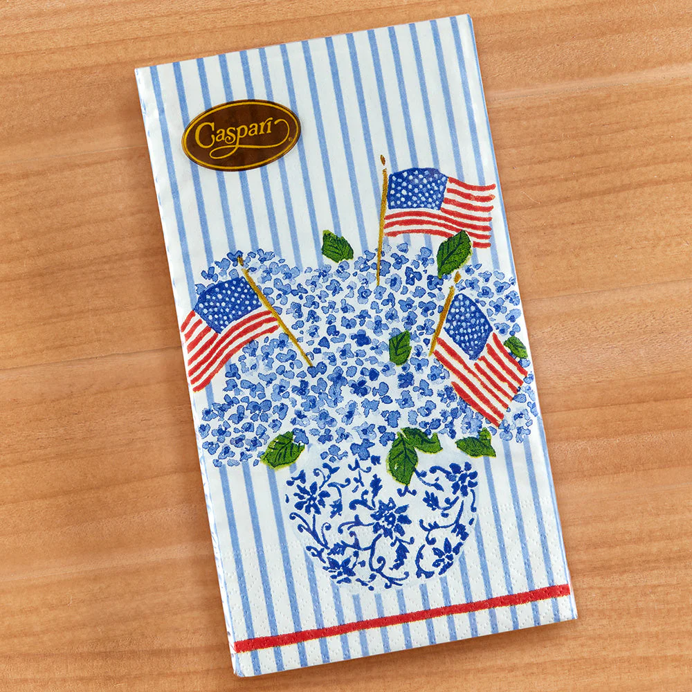 Caspari Paper Napkins & Guest Towels, Flags and Hydrangeas - Image 3