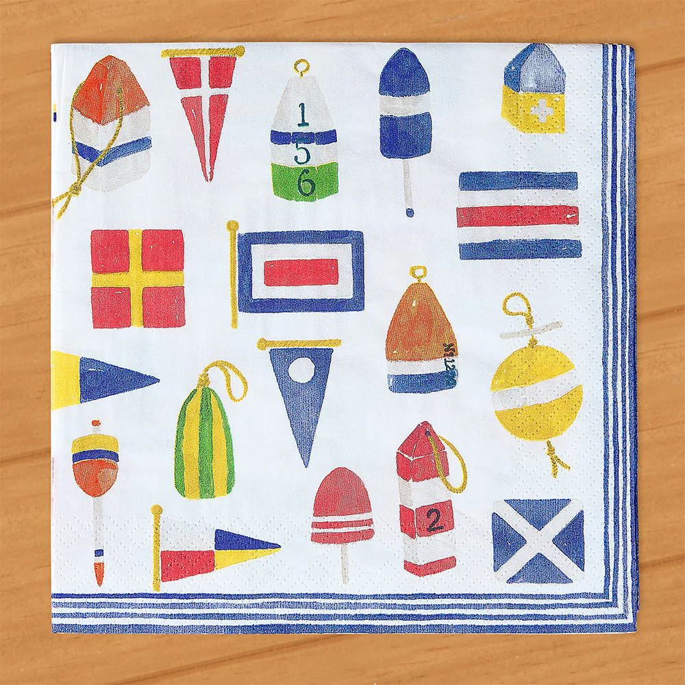 Caspari Paper Napkins, Nautical Nantucket Flags and Buoys - Image 3