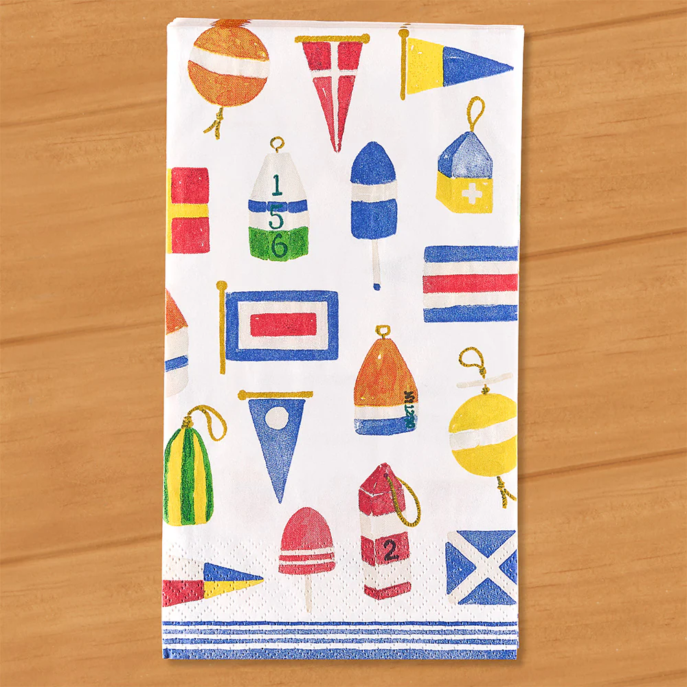 Caspari Paper Napkins, Nautical Nantucket Flags and Buoys - Image 4