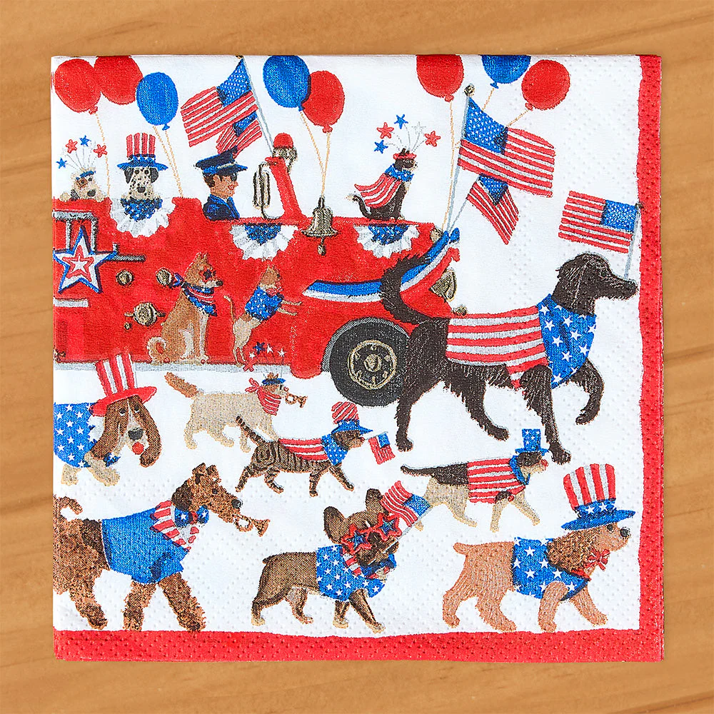 Caspari Paper Napkins, Patriotic Summer Pet Parade