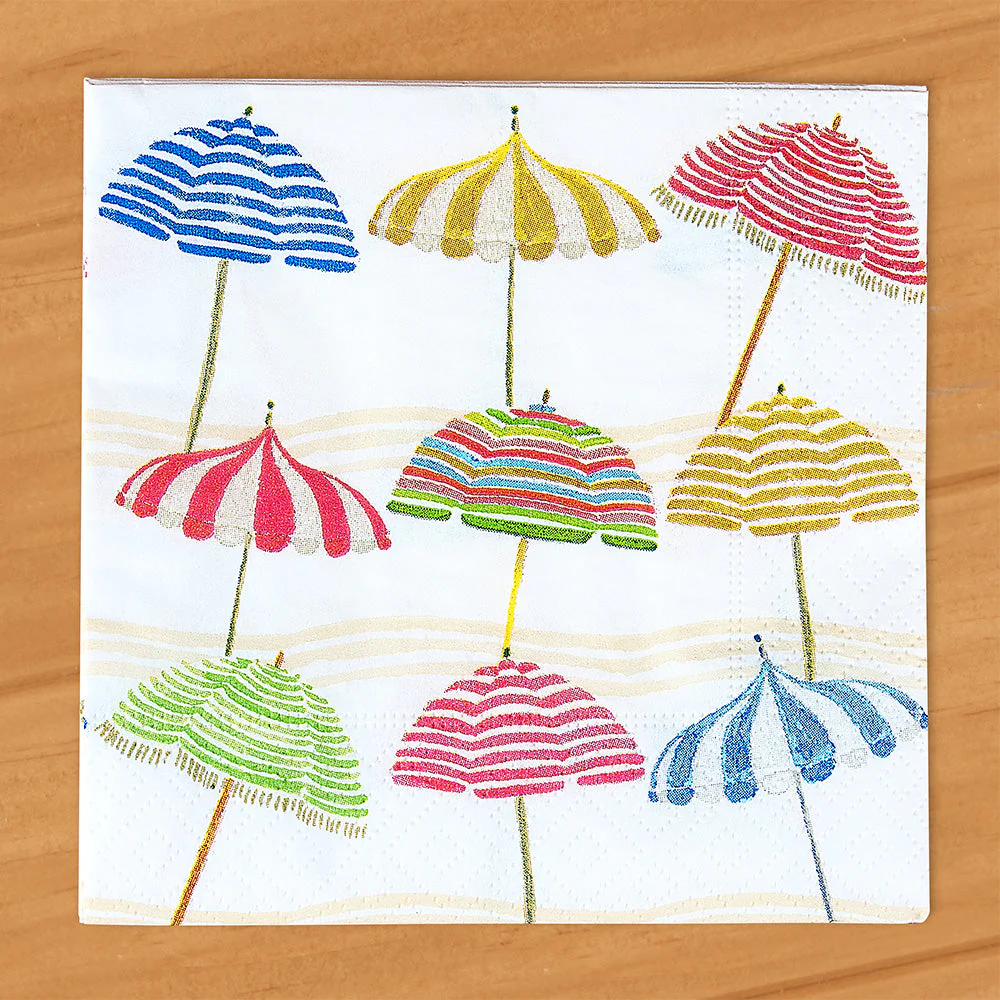 Caspari Paper Napkins, Summer Beach Umbrellas - Image 2