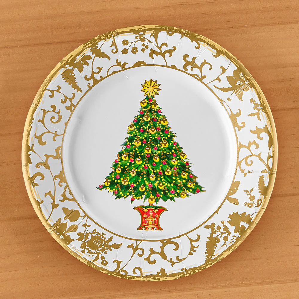 Caspari Paper Plates, Gilded Tree - Image 2