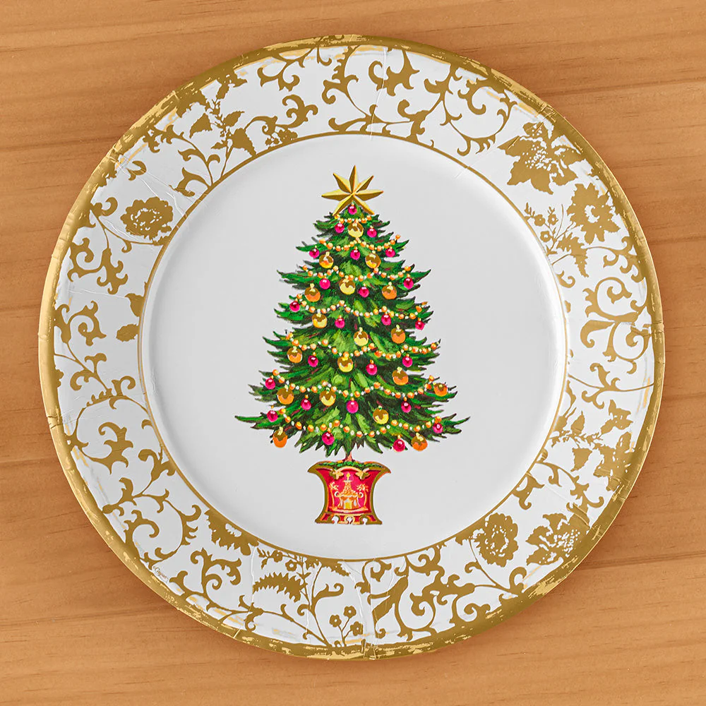 Caspari Paper Plates, Gilded Tree - Image 3