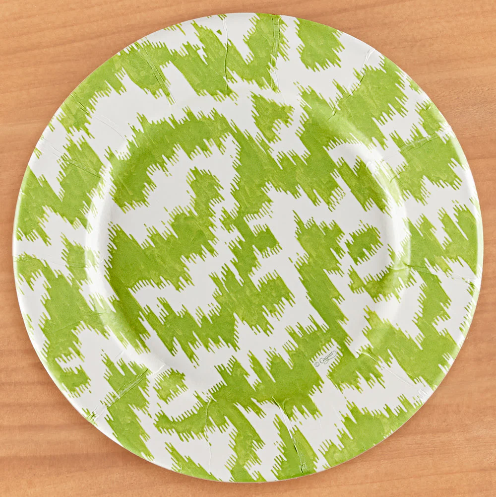 Caspari Paper Plates, Modern Moiré Green - Image 2