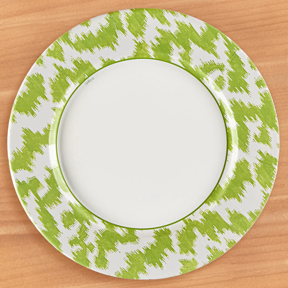 Caspari Paper Plates, Modern Moiré Green - Image 3