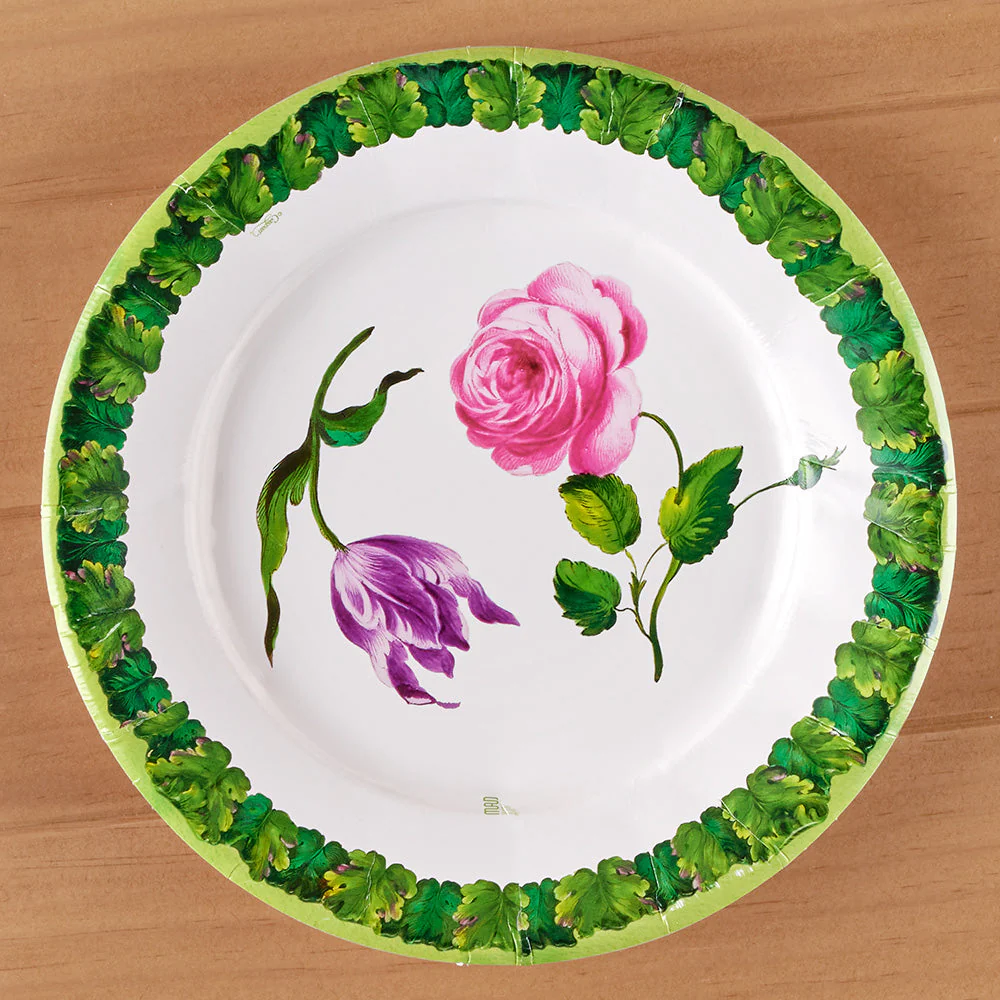 Caspari Paper Plates, Rose Chic - Image 2