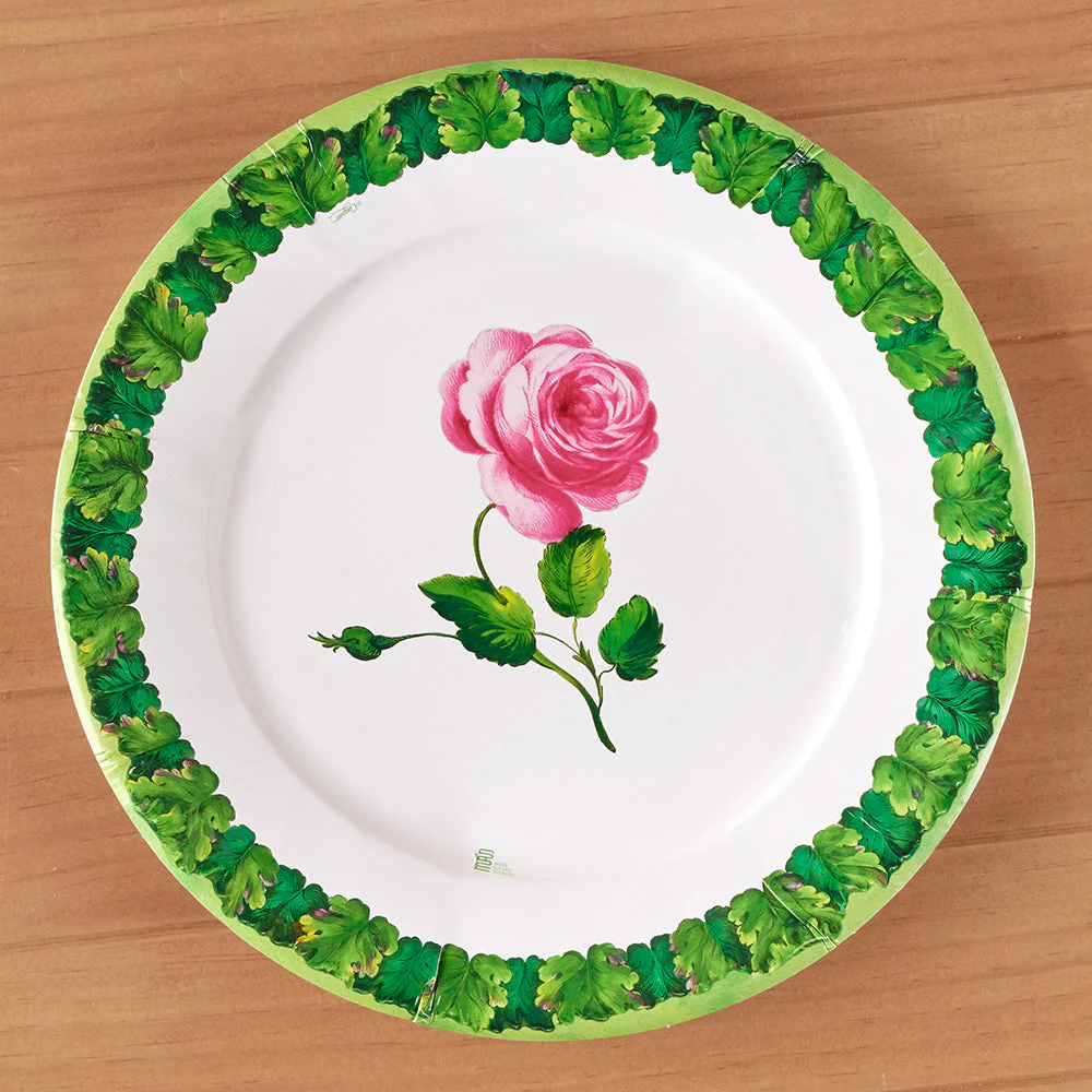 Caspari Paper Plates, Rose Chic - Image 3