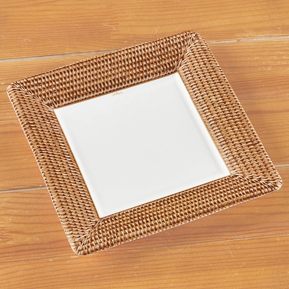 Caspari Square Paper Plates - Rattan - Image 2