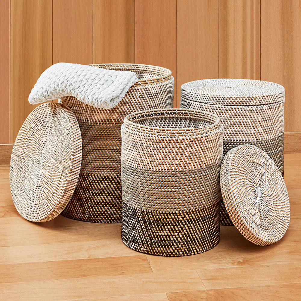 Catalina Woven Rattan Lidded Basket - Image 3