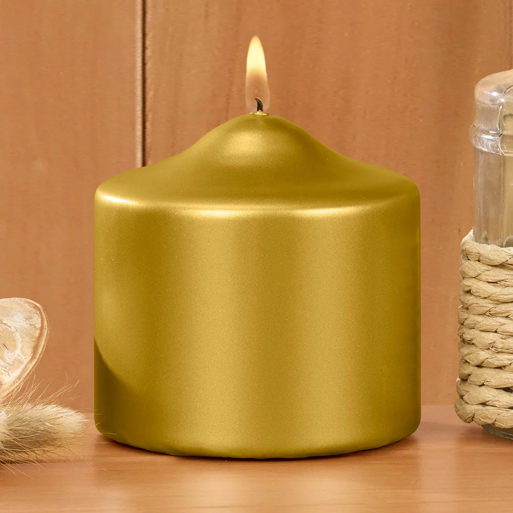 Ceralacca Lacquer Pillar Candles, Metallic Gold - Image 2