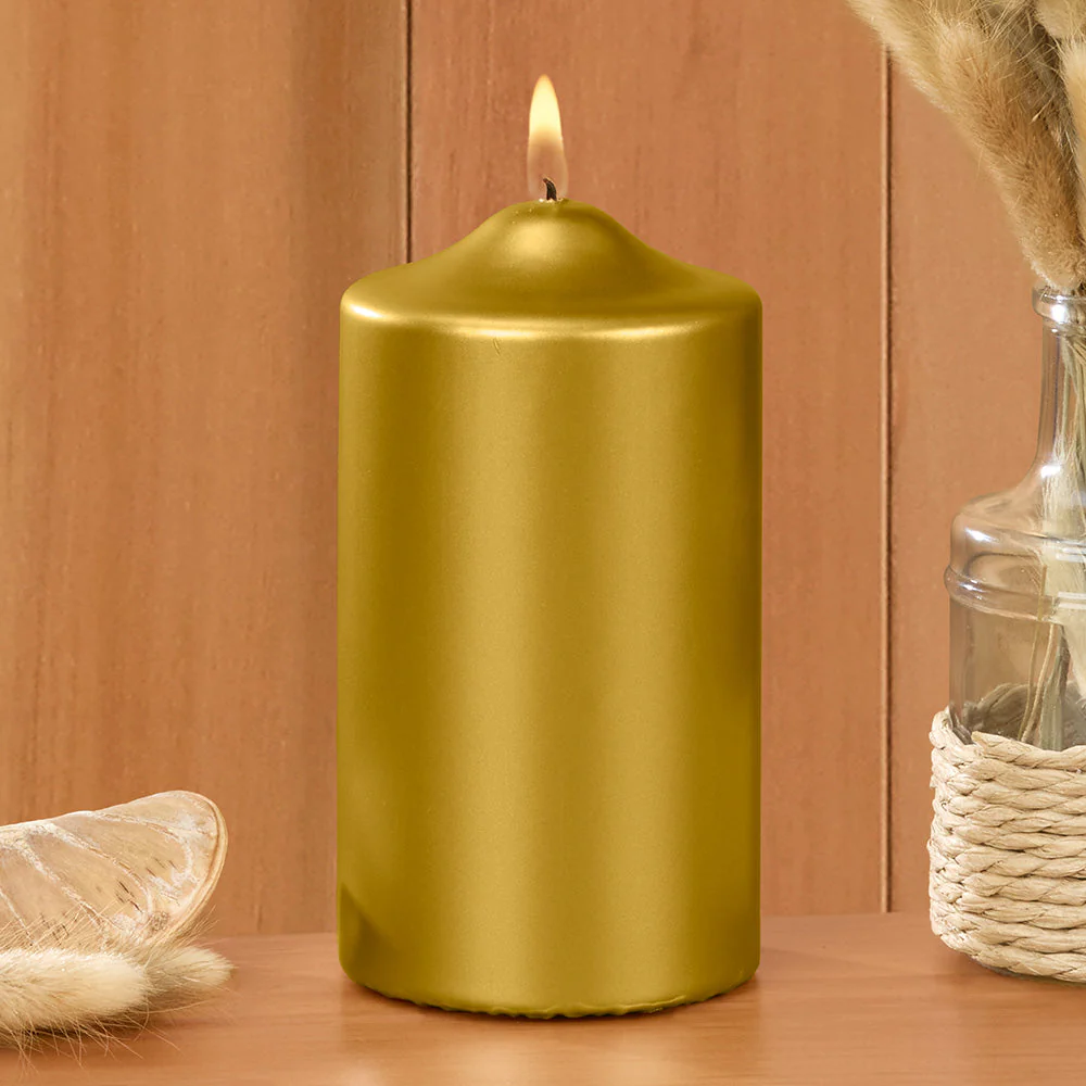 Ceralacca Lacquer Pillar Candles, Metallic Gold - Image 3
