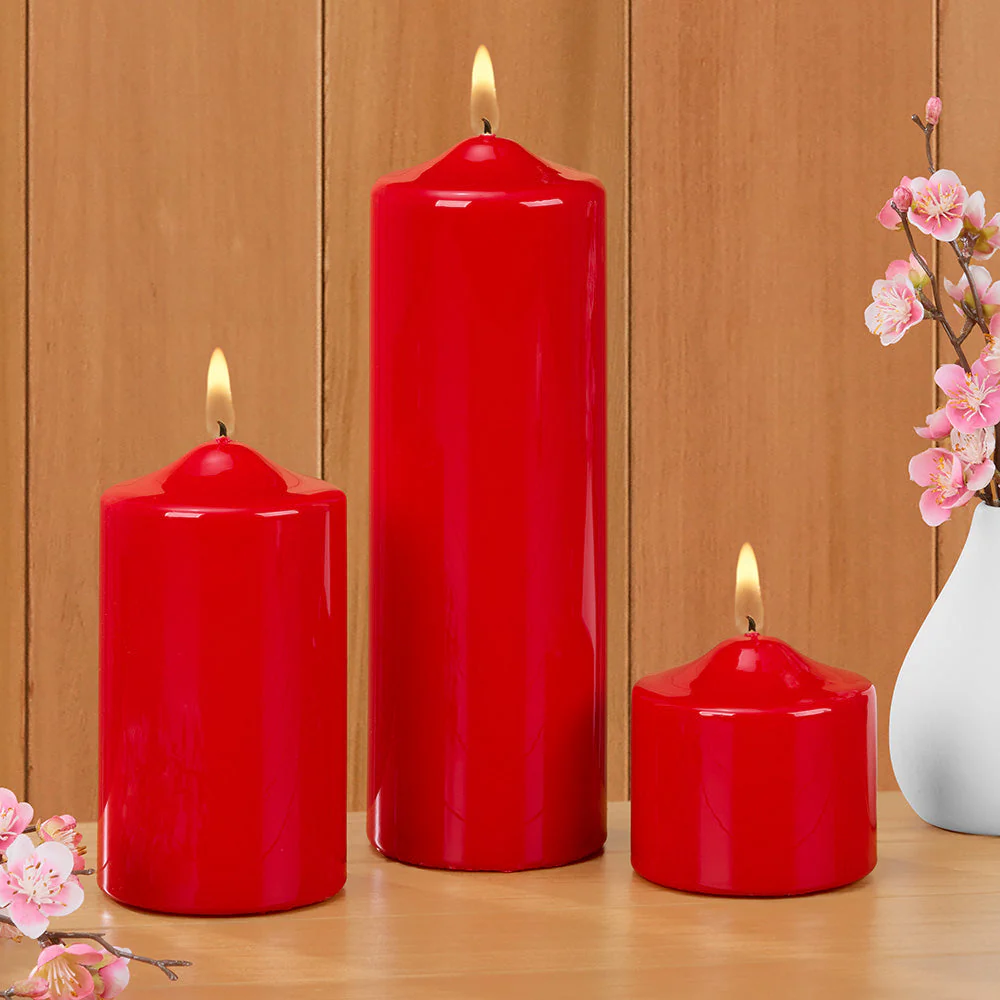 Ceralacca Lacquer Pillar Candles, Red