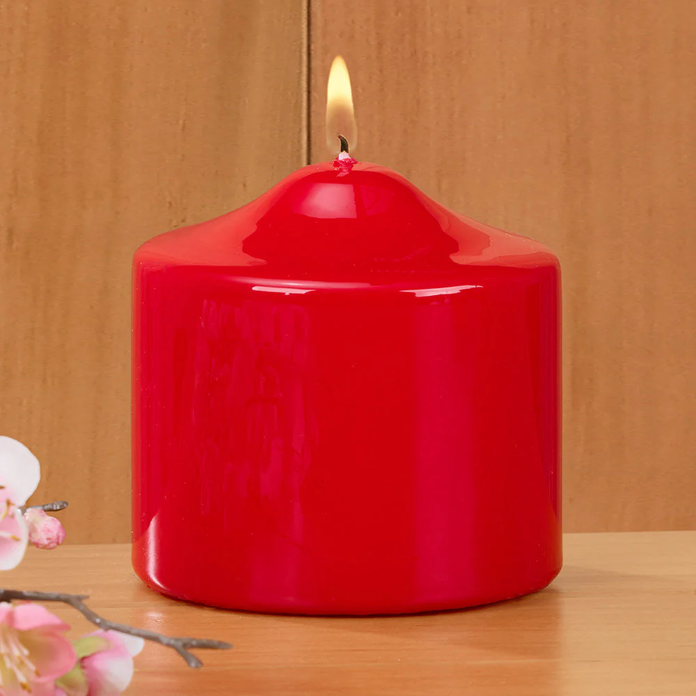 Ceralacca Lacquer Pillar Candles, Red - Image 2