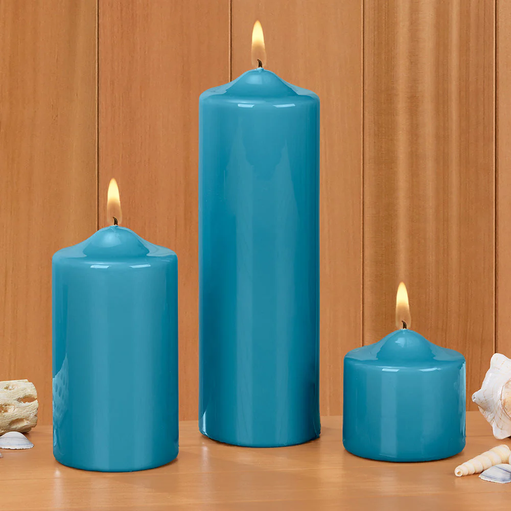 Ceralacca Lacquer Pillar Candles, Teal