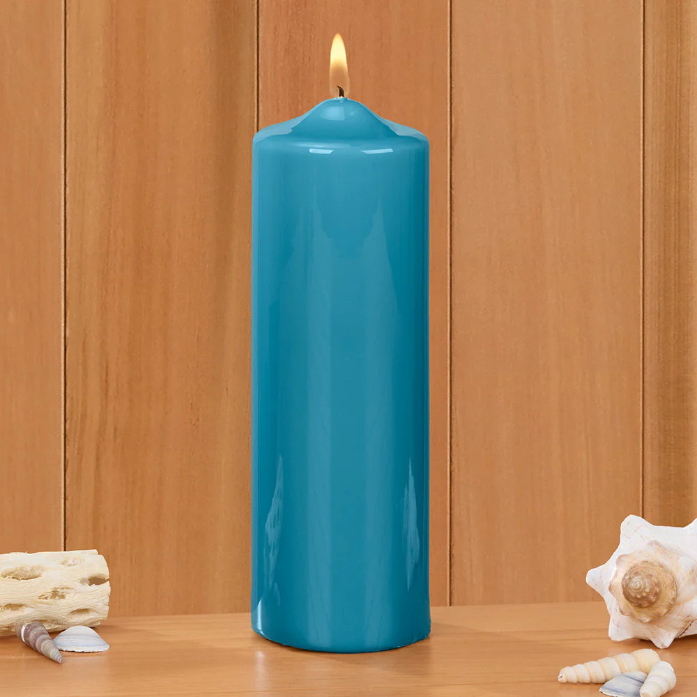 Ceralacca Lacquer Pillar Candles, Teal - Image 4