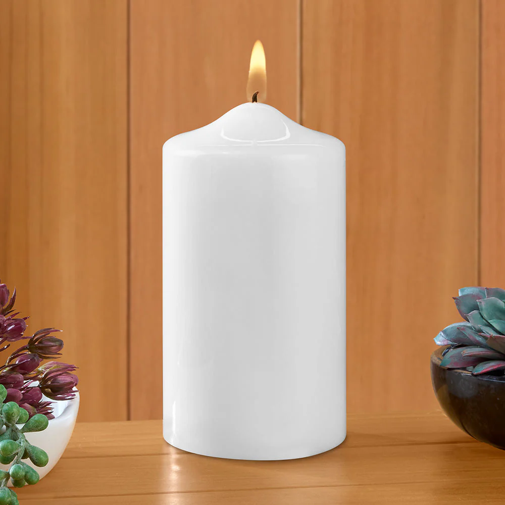 Ceralacca Lacquer Pillar Candles, White - Image 2