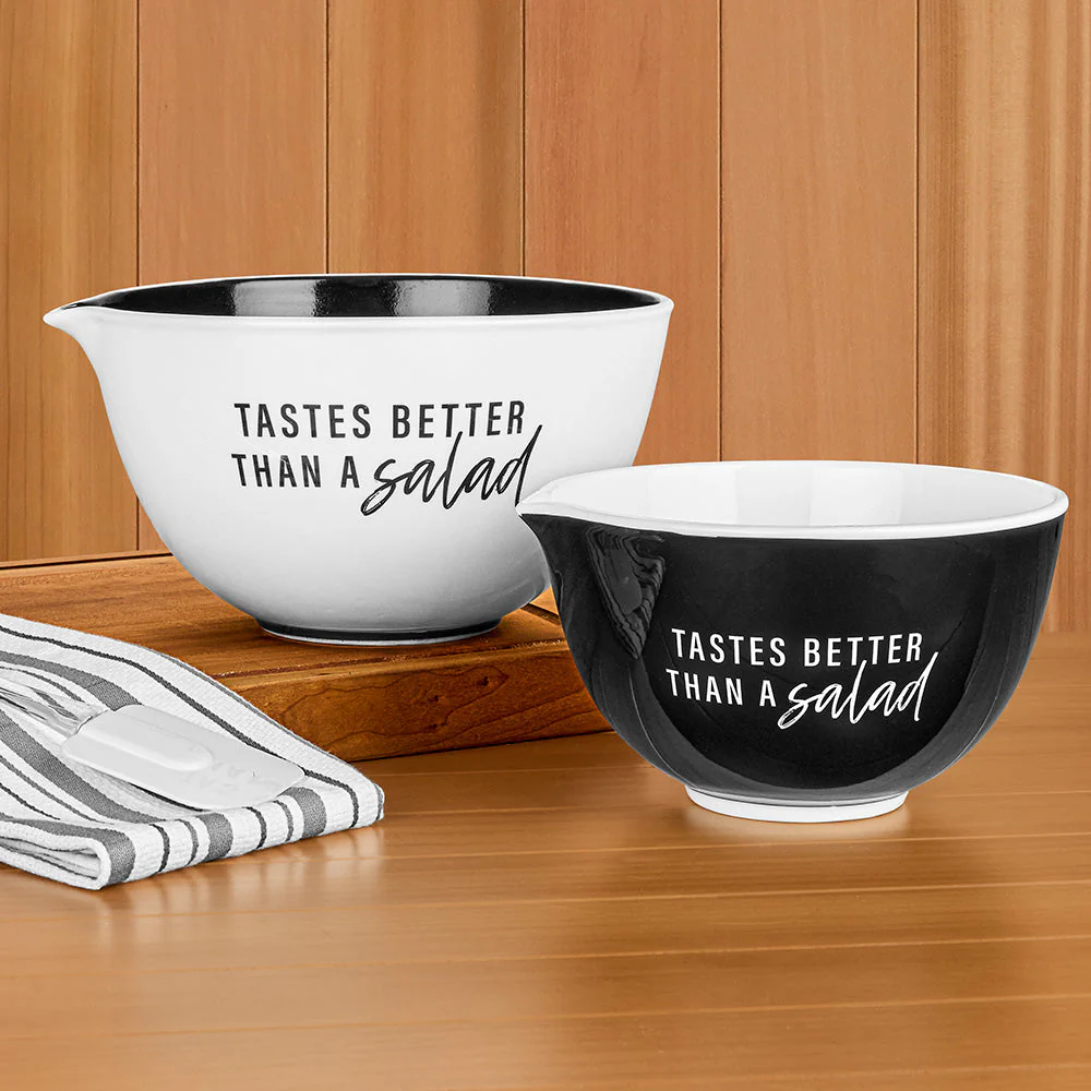 Ceramic Mixing Bowl Set, "Tastes Better Than a Salad"