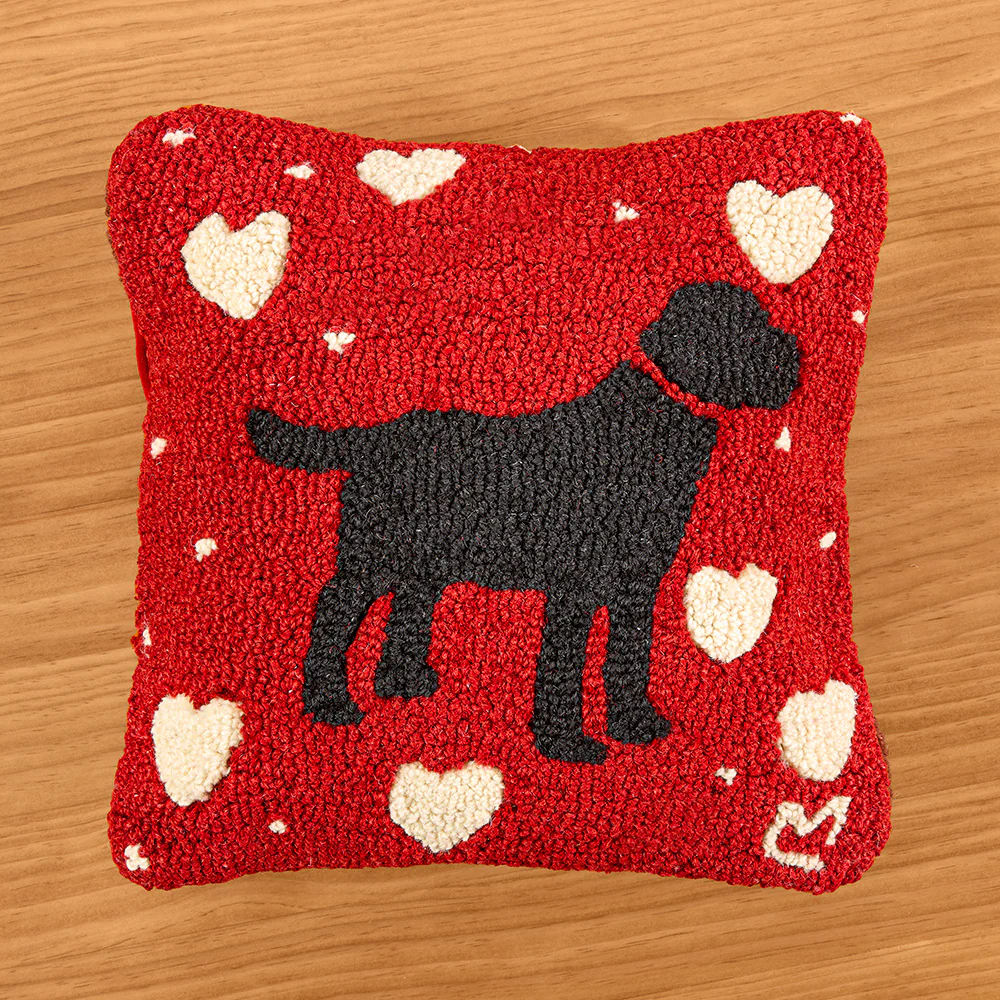Chandler 4 Corners 14" Hooked Wool Pillow, Lab Love