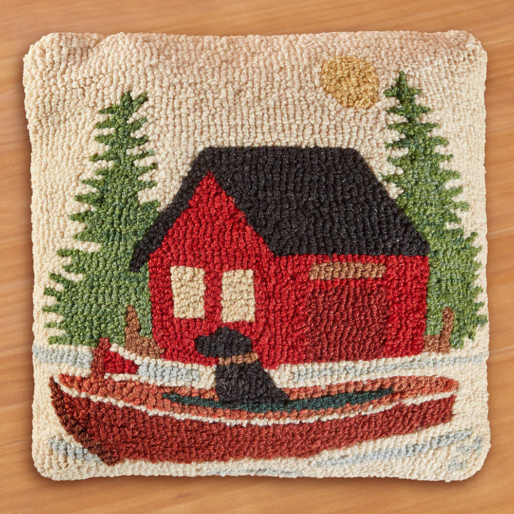Chandler 4 Corners 18" Hooked Pillow, Lake House Lab